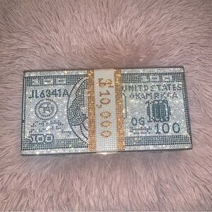 Rhinestone Dollar Clutch Purse